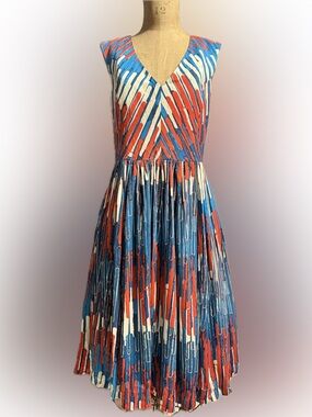 Tracy Reese Plenty Art Print Dress Fit Flare Pockets Size 6